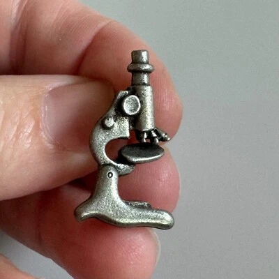 Vintage Clift Pewter Microscope Lapel Pin Tie Tack - Image 1 of 3
