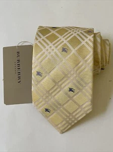 NEW Burberry Yellow Beige Plaid Mans 100% Silk Tie Authentic Italy 3.5" 0350369 - Picture 1 of 4