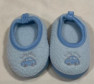 2004 Children Place Baby Boy Infant Plush SHOES Slippers-0-6mo-Fleece-Embroidery - Picture 1 of 6