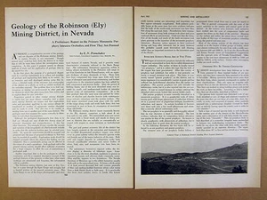 1932 Geology of the Robinson Mining District Nevada print article - Picture 1 of 1