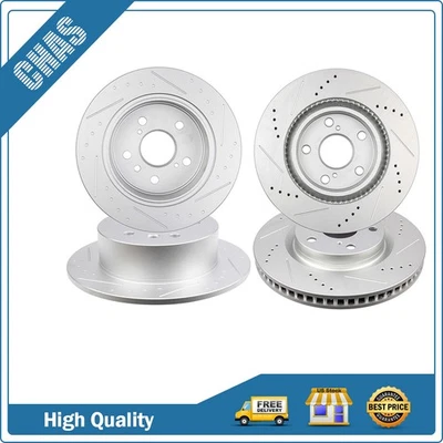 Front Rear Slotted Brake Rotors For 2007-2017 Lexus ES300h ES350 Toyota Avalon Foto 1 de 4