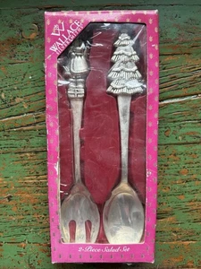 Wallace versilbert Weihnachten Salat Servier Löffel & Gabel Weihnachtsmann & Baum - Bild 1 von 7