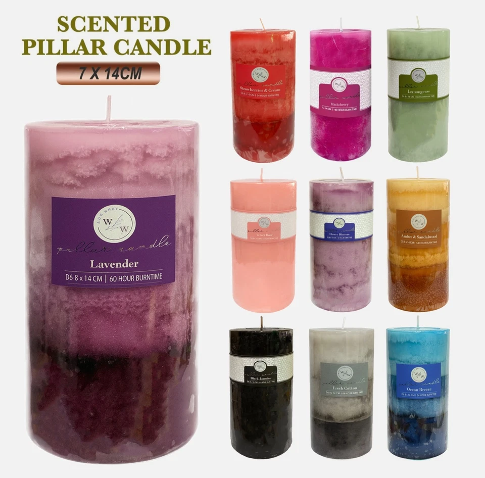 14CM Scented Pillar candles 60 Hours Long Burn Time Vanilla Lavender Rose Candle - image 1 of 1