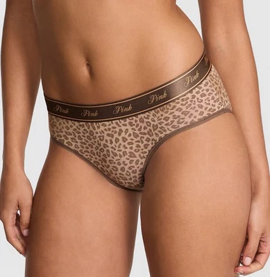 NWT VICTORIA'S SECRET LEOPARD Cheetah PINK LOGO WAISTBAND Hipster PANTIES -  XXL - Image 1 of 3