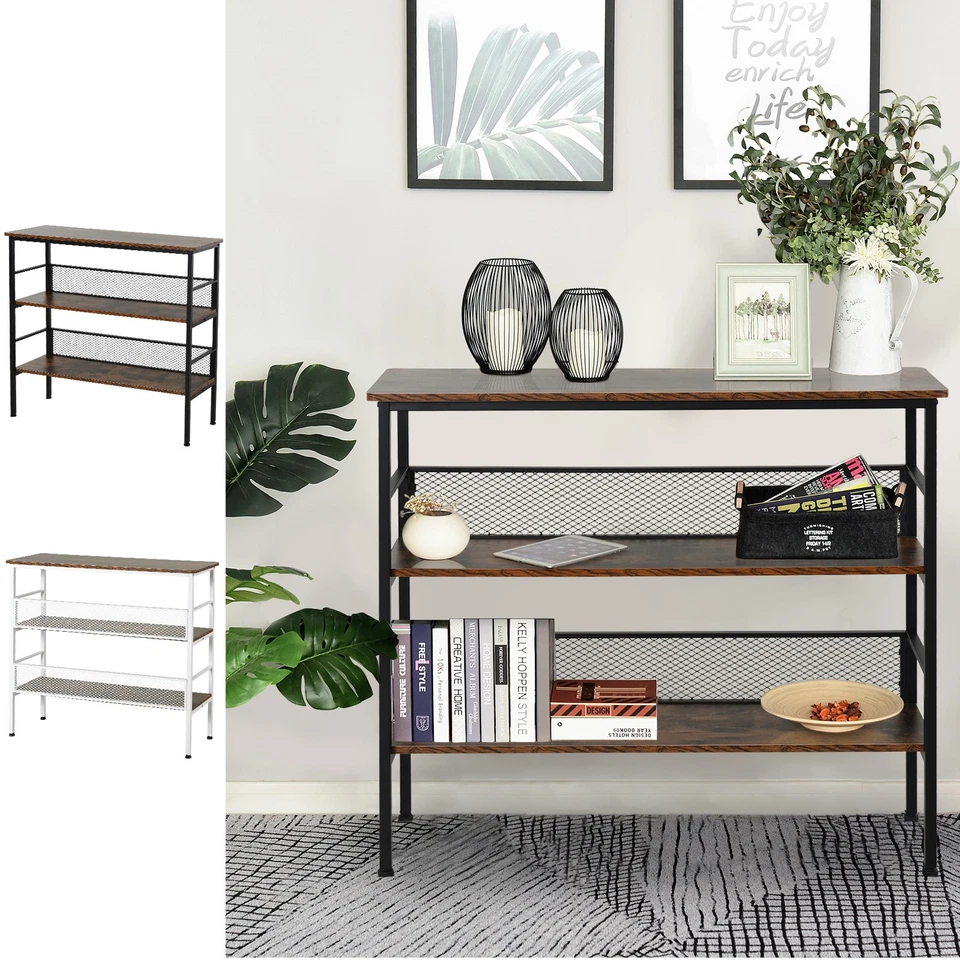 Prateleira de escada interna 3 camadas multiuso com apoio de metal na parte inferior - Imagem 1 de 1