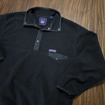 GAP Patagonia Collab Arctic Fleece Pullover - Men’s Size XL Black Quarter Snap - Image 1 of 4