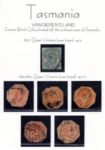 AUSTRALIEN TASMANIEN 1853-1855 ERSTAUSGABEN QUEEN VICTORIA S.G. #1 & 5||12 - Bild 1 von 5