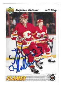 Signierte STEPHANE MATTEAU Calgary Flames 1991-92 Upper Deck Hockey Karte #121 mit Echtheitszertifikat - Bild 1 von 1