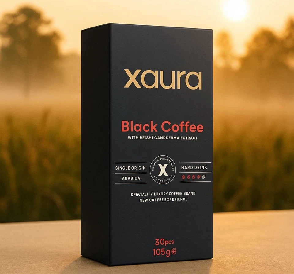 Xaura Black Coffee  mit Reishipilz Ganoderma Extrakt 30 Stück Sachet - Bild 1 von 1