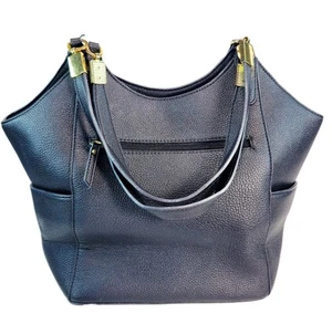 Kate & Alex Cuffaro Italian Design Purse Black Double Handles Zip Magnetic Clasp - Picture 1 of 21