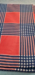 Red Blue White Plaid Check Cotton Fabric 2.5 Yards X 36" Vintage Pretty - Picture 1 of 3