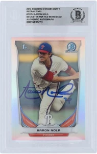 Aaron Nola Phillies Signed 2014 Bowman Chrome Draft Refractors #CDP4 BAS Card - Picture 1 of 3