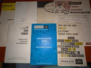 Lote de 8 folletos/folletos PHILCO de colección años 60, solución de problemas de piezas, servicio + - Imagen 1 de 10