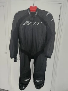 RST Tractech Evo 5 CE One Piece Leather Suit - Black / Black / SIZE UK 42 - Picture 1 of 6