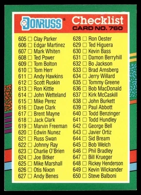 1990 Donruss Checklist #760 - Image 1 of 2