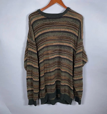 Suéter Gianfranco Ruffini Adulto XL Marrón Rayas Grueso Ligero Suelto Tejido Foto 1 de 4