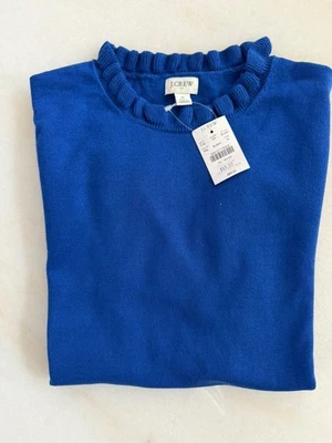 Novo com etiquetas J. Suéter Crew com babado no pescoço ~ AZUL REAL TAMANHO M (mulher) - Imagem 1 de 3