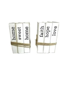 Bauernhaus Deko Faux Buch Stapel Set | Home Sweet Home & Faith Hoffnung Liebe - Bild 1 von 4