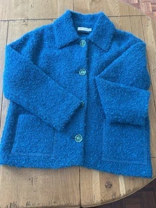 Avoca Ireland Mohair & Chenille Ladies Turquoise/Blue Box Jacket Size 14 EUR 40 - Picture 1 of 10