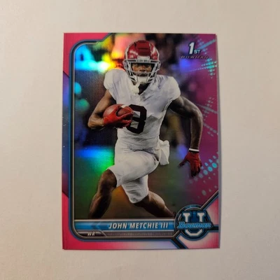 2022 Bowman Chrome U John Metchie III Pink Refractor SP #47 Alabama Crimson Tide - Image 1 of 2