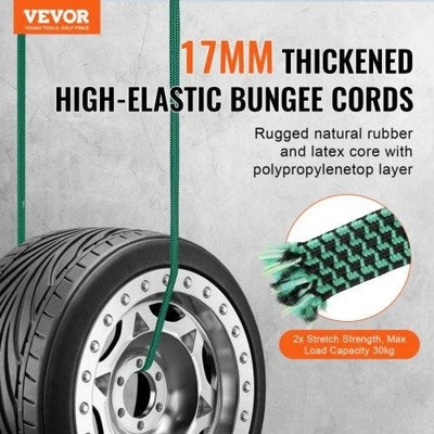 32 Piece Flat Bungee Cord Set 17 mm Heavy Duty Bungee Straps with A3 Steel - Image 1 of 4
