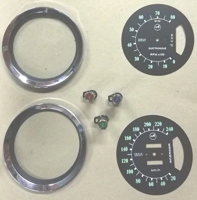 3 RENAULT ALPINE A110 LIGHT INDICATOR LIGHT, DIAL, STRAPPING AND METER BEZEL - Image 1 of 4
