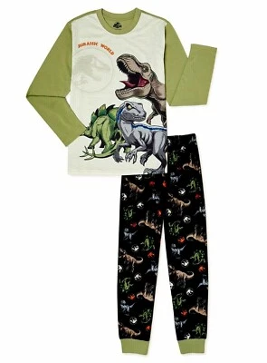 Sz 4-12 Jurassic World Pajamas Pants Shirt Set Dinosaur Boy Girl Park T Rex NWT - Image 1 of 4