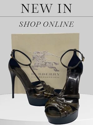 Burberry Cadmore 130 T-Strap Stilettos-Plataforma Sandalias Tacones-Talla 40/9.5-Nuevas Foto 1 de 4