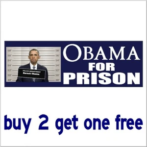 Obama FOR PRISON 2020 - ND Obama Trump BLUE FUNNY BUMPER STICKER GoGoStickers - Picture 1 of 1