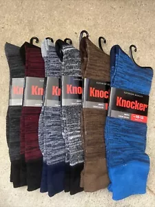 Knocker Men’s Crew Socks 10-13 Multicolored Set Of 6 Pair New - Picture 1 of 5