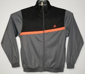 Russell Athletic durchgehender Reißverschluss Aufwärmjacke grau schwarz orange Herren Large neu ohne Etikett - Bild 1 von 8