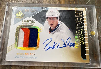 Brock Nelson SP Authentic Rookie Auto 3 color Patch!!!! 83/100 FIGHTING SIOUX - Image 1 of 4