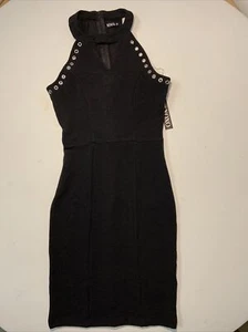 XOXO Womens Black Grommet Cut-Out Cocktail Party Dress Juniors - Picture 1 of 12