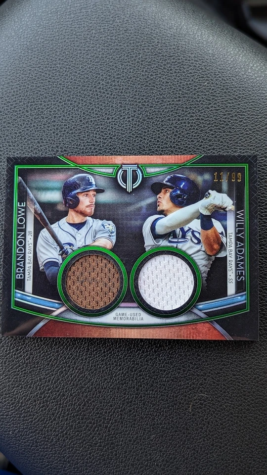 11/99 2020 TOPPS TRIBUTE DUAL PATCH BRANDON LOWE WILLY ADAMES Green /99 - Image 1 of 4