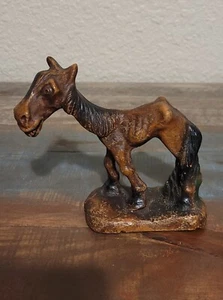 Vintage Skinny Wood Carved Horse Donkey Mule - Picture 1 of 7