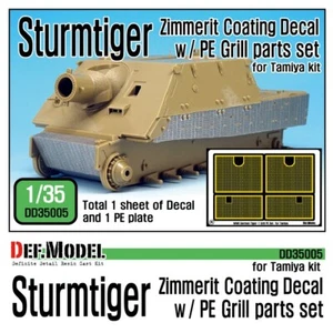 DEF Modelo DD35005, Calcomanía Sturmtiger Zimmerit con Juego de Parrilla PE, 1:35 - Imagen 1 de 7