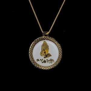 Plated 14Kt Gold Serenity Prayer Pendant | 18" chain - Picture 1 of 3