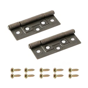 Paar fahrbare Türscharniere 67 mm Stahl gebürstet | antike Bronze + Schrauben - Bild 1 von 16