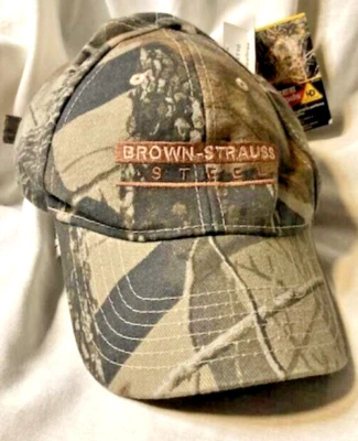 Gorra de acero Strauss marrón árbol real camuflaje estilo camionero sombrero ajustable a presión Foto 1 de 4
