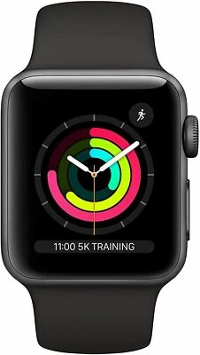 NEW* Apple Watch Series 3 38mm Space Gray Aluminum Black Sport Band MTF02LL/A - Image 1 of 4