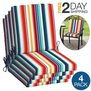 Outdoor Rainbow Dining Chair Seat And Back Cushions Set of 4 For Patio Clearance - Picture 1 of 9