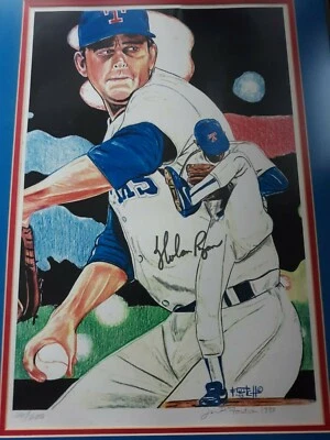 Nolan Ryan Rare 1993 Jim Foutch #d /200 Litho Matted/Framed w/Facsimile Auto - Image 1 of 4