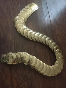 Vintage 80’s Elastic Gold Coin Belt GYPSY BOHO HIPPIE FESTIVAL BELLYDANCER RETRO - Bild 1 von 8