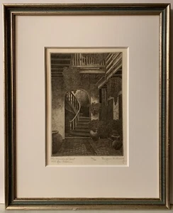 Listado Artista Americano Eugene E. Loving Firmado Original Grabado Antiguo Nueva Orleans - Imagen 1 de 9
