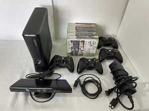 Xbox 360 Slim Console With 4 Controllers 13 Games, Kinect, Power & HDMI Cables - Picture 1 of 11