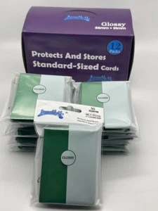1 Caja de 600 Cuentas - 12 Paquetes Color Verde Frontal Brillante Fundas para Tarjetas Estándar Magic The Gathering - Imagen 1 de 6