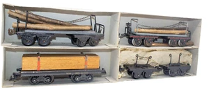 Vintage Pre-War Bing Set of 4 Boxed 0-gauge Lumber carriers w/ Boxes (c. 1920's) - Picture 1 of 6