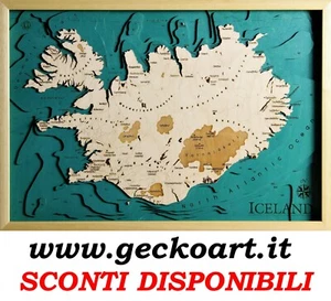 Island Iceland Karte Karte 3D Moderner Rahmen Map Chart www.geckoart.it - Bild 1 von 30