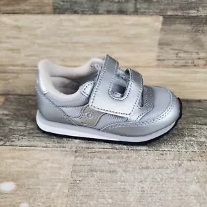 Saucony Jazz HL Baby Girls Shoe Sz 7 M Walker Trainer Silver Hook & Loop Sneaker - Picture 1 of 10