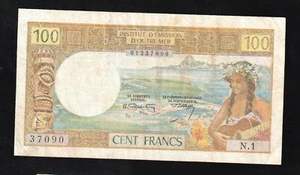 Französisch-Polynesien, Tahiti, 100 Francs 1969, P23 Institut d'Emission d'Outre-Mer - Bild 1 von 2
